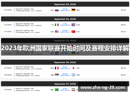 2023年欧洲国家联赛开始时间及赛程安排详解 2023年欧洲国家联赛开始时间及赛程安排详解